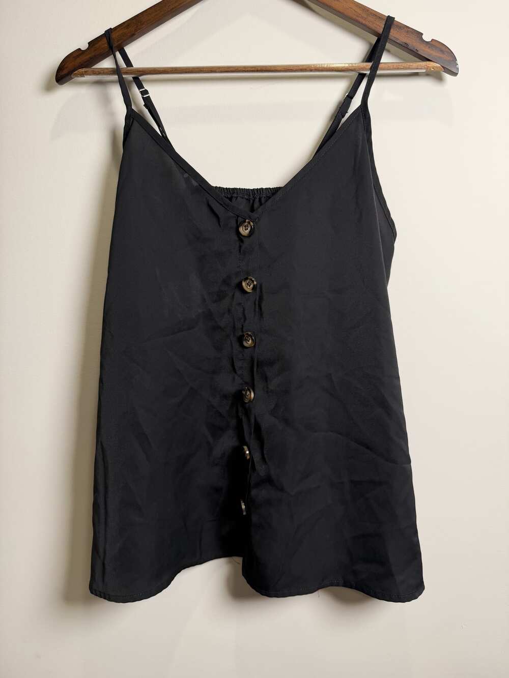 SHEIN CURVE Black Button-Front Camisole Romper, 0XL